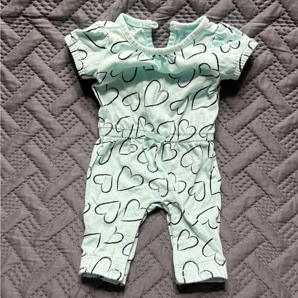 Carter's Mint Heart Print Romper